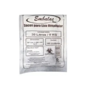 Saco Hospitalar Branco – 30 Litros – Pacote com 100 Unidades (1)